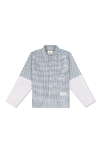 Gingham Panel Sleeve Shirt - Blue Gingham