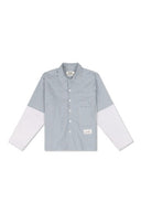 Gingham Panel Sleeve Shirt - Blue Gingham