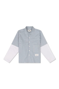 Gingham Panel Sleeve Shirt - Blue Gingham