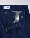 Pleated Denim Tapered Trousers - Dark Blue