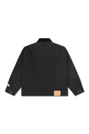 Zipped Contrast Collar Jacket - Black