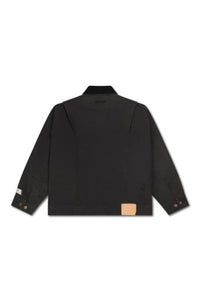 Zipped Contrast Collar Jacket - Black