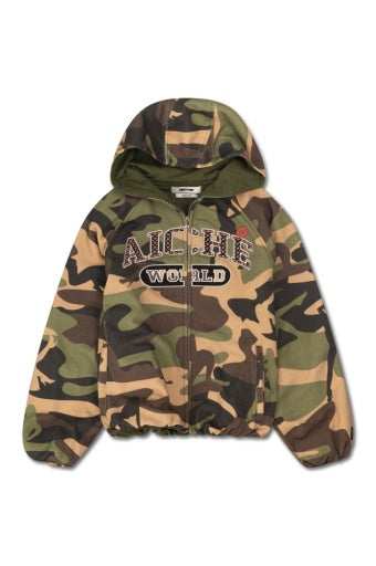 Camo Hooded Zip-up Jacket - Camo