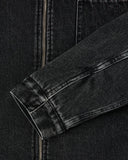 Collared Denim Zip Jacket - Washed Black