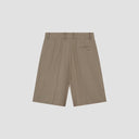 Pleated Wool Blend Shorts - Mink Brown