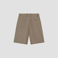 Pleated Wool Blend Shorts - Mink Brown