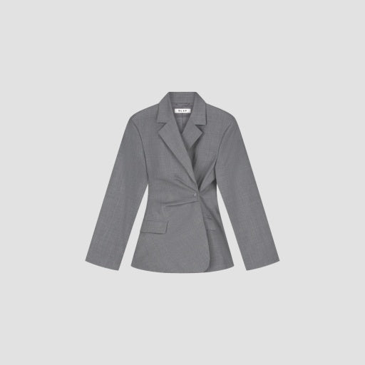 Grey Ruched Blazer - Grey