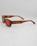 Rectangular Tinted Sunglasses - Brown Red