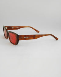 Rectangular Tinted Sunglasses - Brown Red
