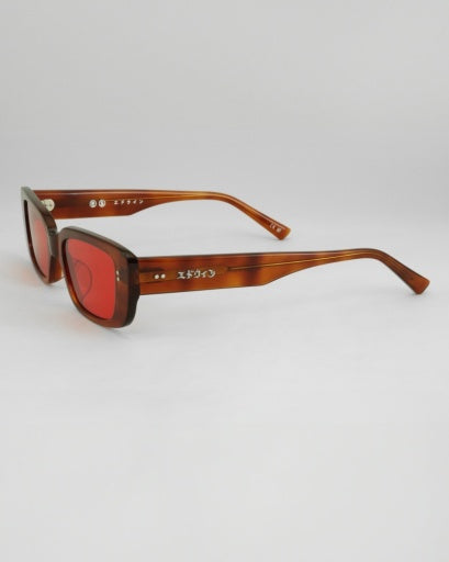 Rectangular Tinted Sunglasses - Brown Red