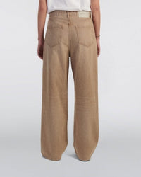 Wide Leg Denim Jeans - Light Brown