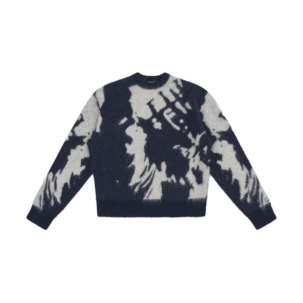 Patterned Knit Crewneck Sweater - Black/White