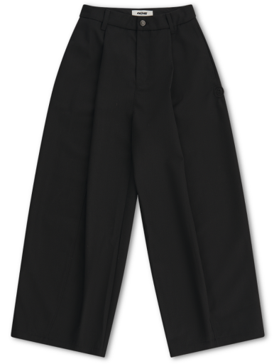 Wide Leg Pleated Pants - Black