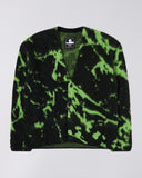 Graphic Hairy Knit Cardigan - Black/Green Tie-Dye