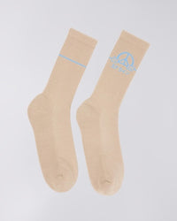 Embroidered Crew Socks - Tan