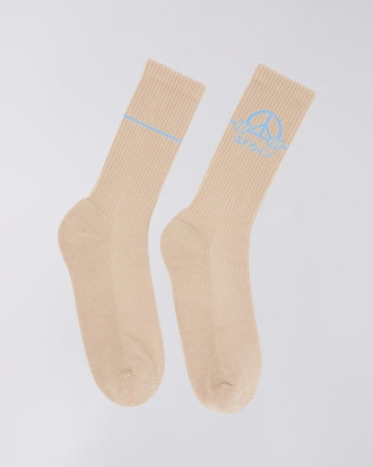 Embroidered Crew Socks - Tan