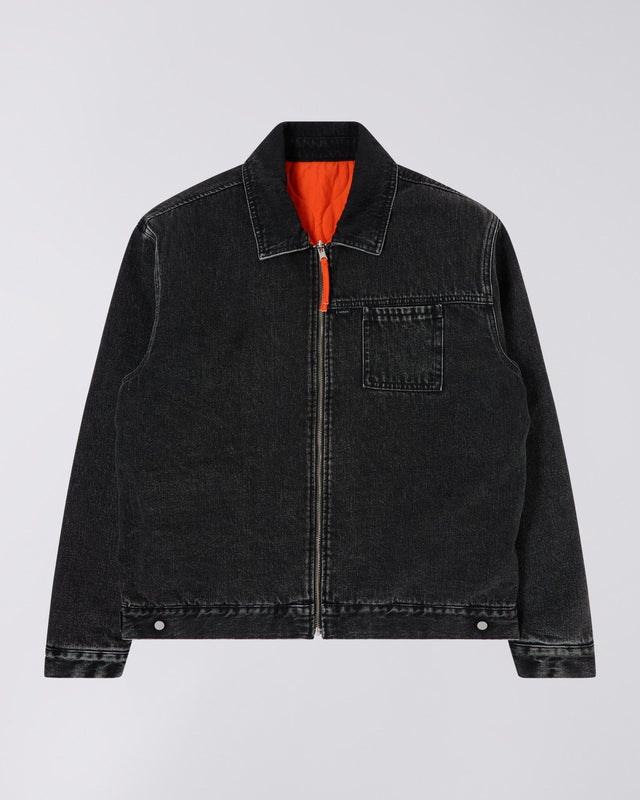 Zip-Up Denim Jacket - Black Washed