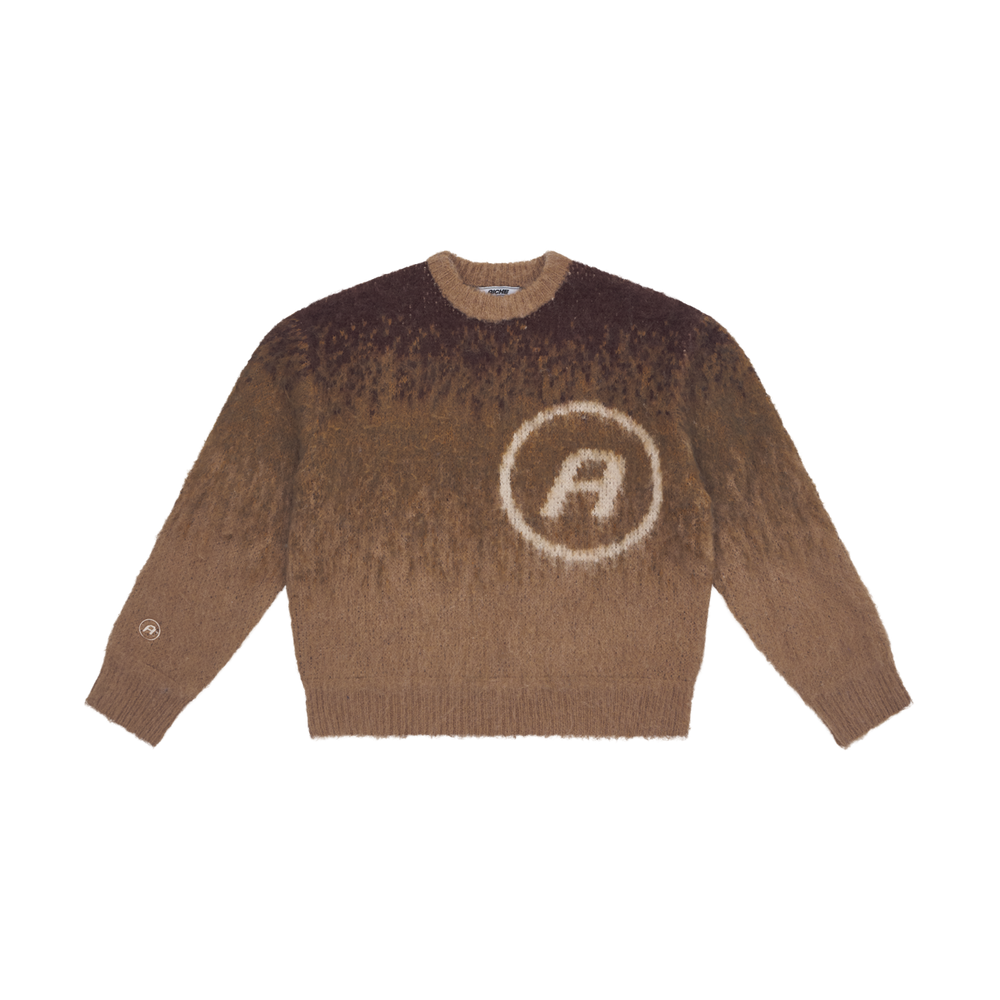 Ombre Graphic Crewneck Sweater - Brown Ombre