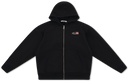 Embroidered Zip-Up Hoodie - Black