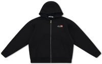 Embroidered Zip-Up Hoodie - Black