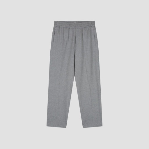Elastic Waist Straight Pants - Grey
