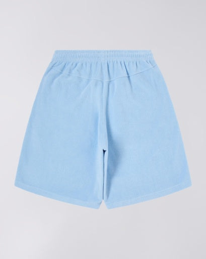 Embroidered Terry Cloth Shorts - Light Blue