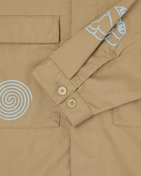 Graphic Overshirt With Pockets - Khaki