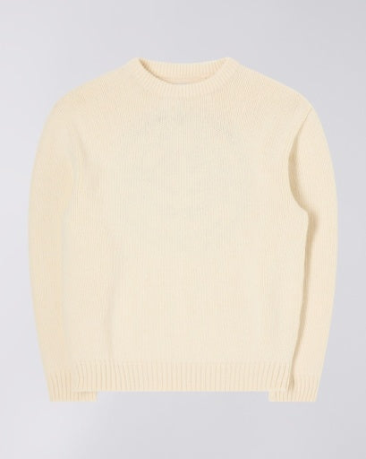 Plain Knit Crewneck Sweater - Cream