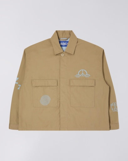 Graphic Overshirt With Pockets - Khaki