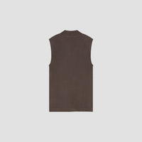 Rib Knit Mock Neck Tank - Dark Brown