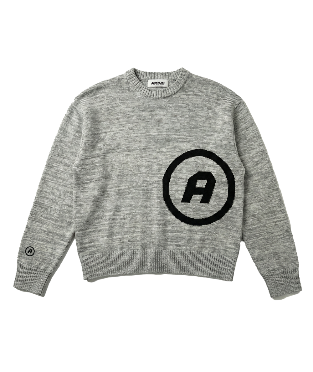 Crewneck Logo Knit Sweater - Grey
