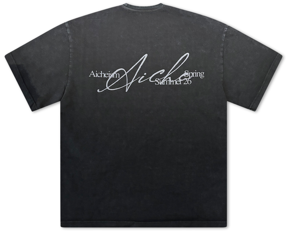 Washed Graphic Crewneck Tee - Charcoal Gray