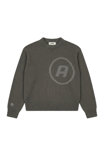Crewneck Logo Knit Sweater - Olive Green