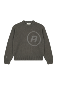 Crewneck Logo Knit Sweater - Olive Green