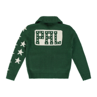 Star Sleeve Full-Zip Cardigan - Forest Green