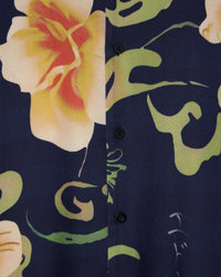 Cuban Collar Floral Shirt - Navy Floral