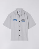 Embroidered Camp Collar Shirt - Light Grey
