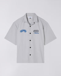 Embroidered Camp Collar Shirt - Light Grey