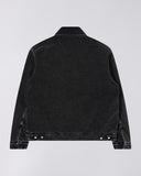 Collared Denim Zip Jacket - Washed Black