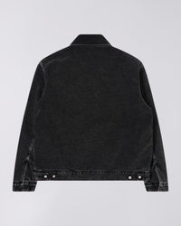 Collared Denim Zip Jacket - Washed Black