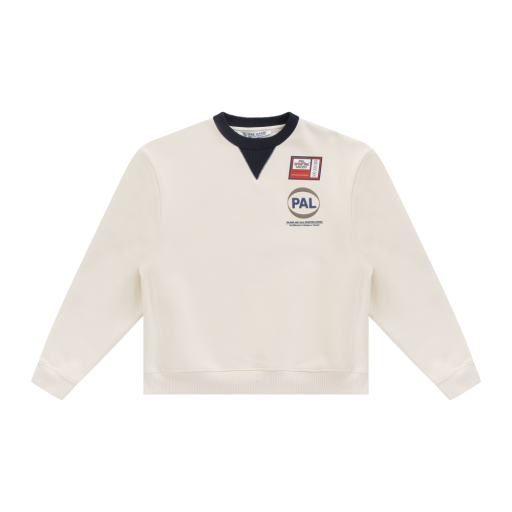 Collared Neck Graphic Sweatshirt - Cream