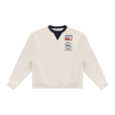 Collared Neck Graphic Sweatshirt - Cream