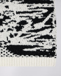 Patterned Knit Crewneck Sweater - Black/White Pattern