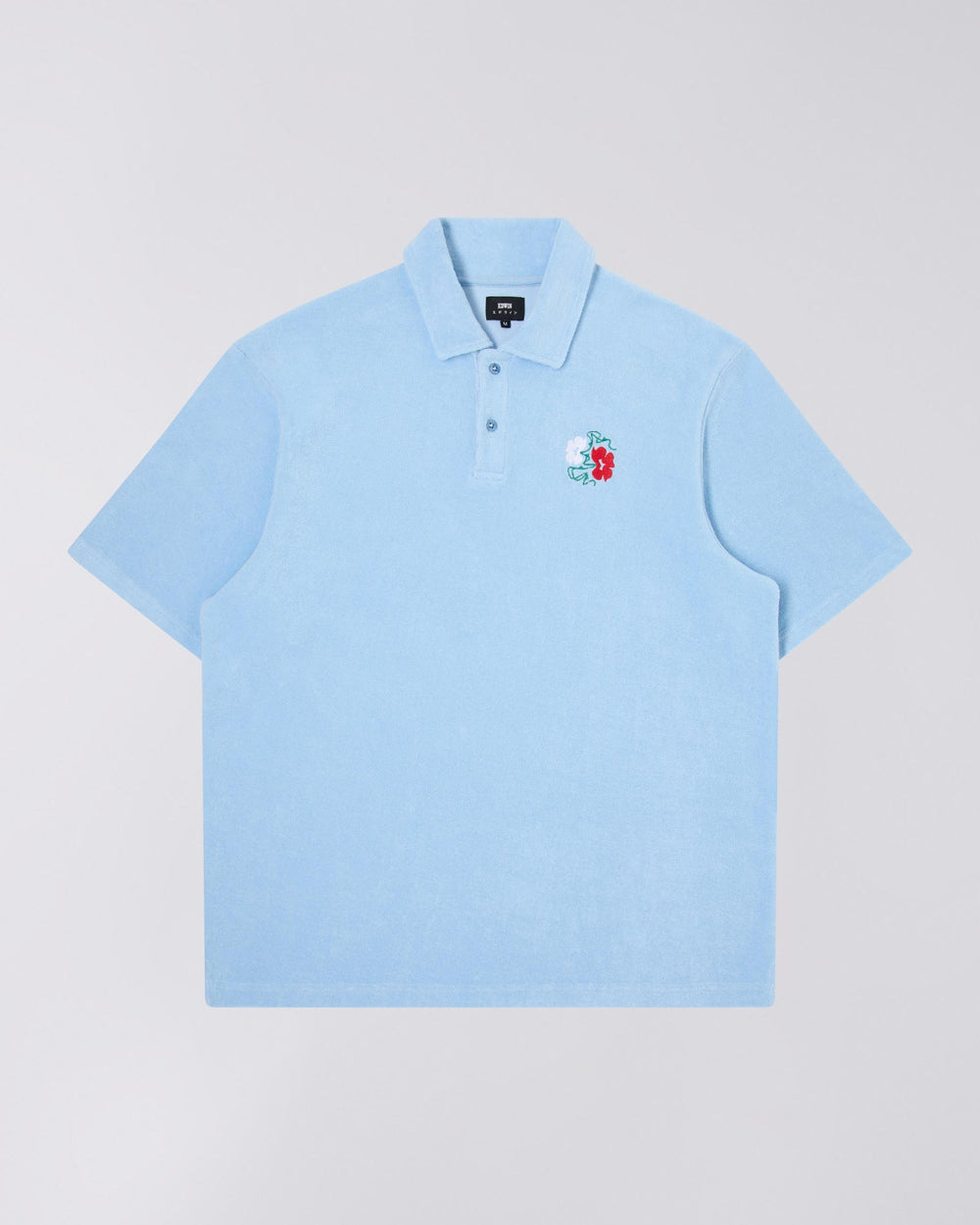 Embroidered Terry Polo Shirt - Sky Blue