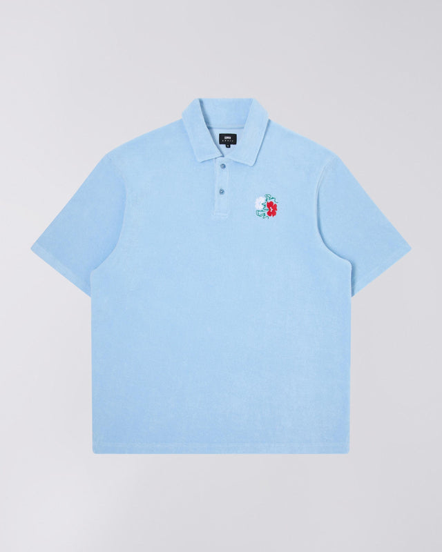 Embroidered Terry Polo Shirt - Sky Blue