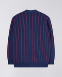 Striped V-Neck Cardigan - Navy/Pink Stripe