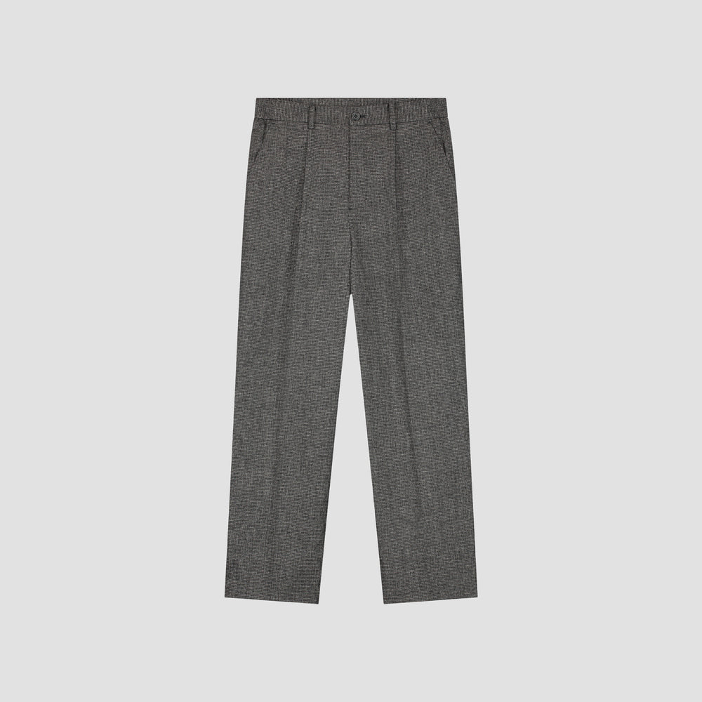 Pleated Trousers with Texture - Gray Pattern