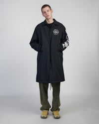 Longline Logo Coach Jacket - Navy