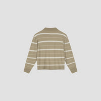 Striped Quarter Zip Polo - Green/White Stripe