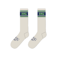 Striped Cuff Crew Socks - Off White